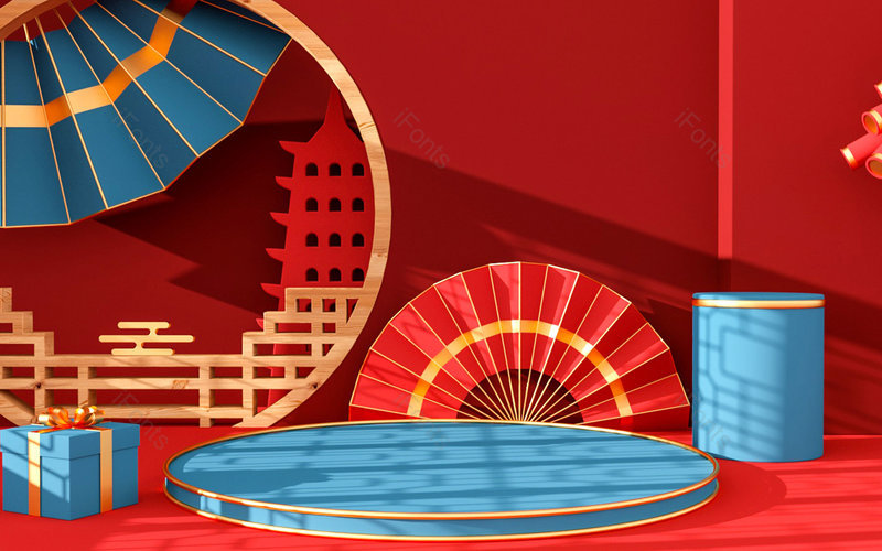 复古中国风C4D立体空间创意背景,插画/手绘图,插画/手绘图库,插画/手绘图下载,插画/手绘